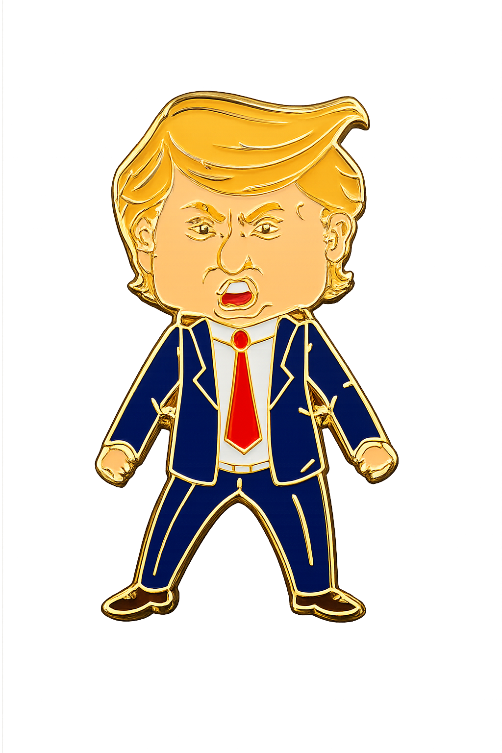 Happy Trump Lapel Pin - Gold President Trump Cartoon Collectable Pin
