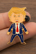 Happy Trump Lapel Pin - Gold President Trump Cartoon Collectable Pin